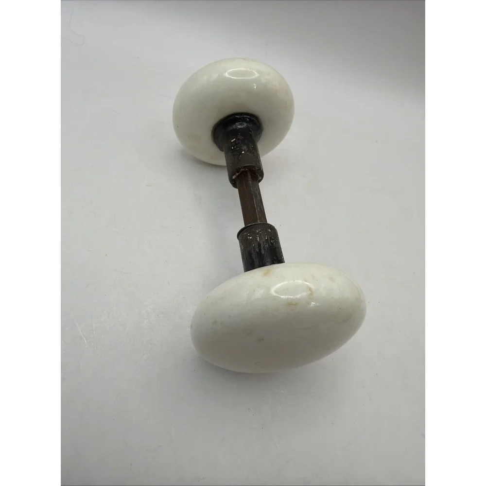 Antique White Porcelain Door Knob Set Ironstone Doorknobs Rustic Hardware